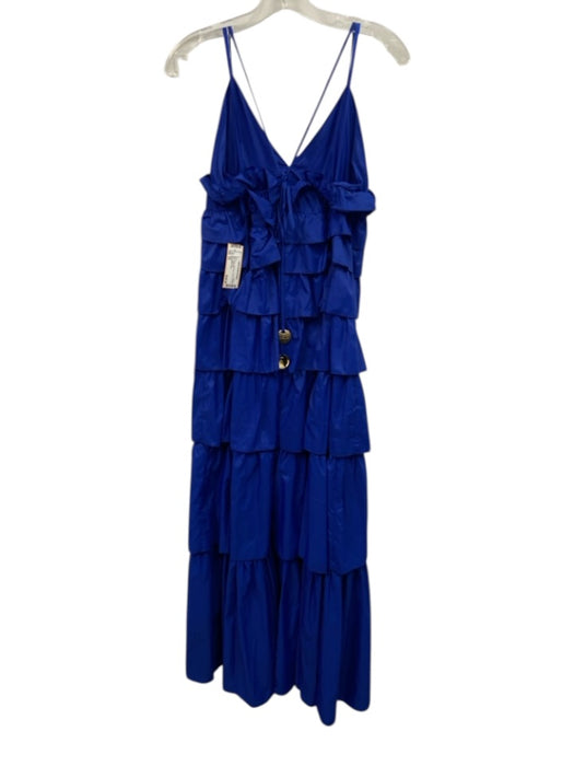 Staud Size XS Blue Nylon Sleeveless Tiered Tie Back Maxi Gown Blue / XS