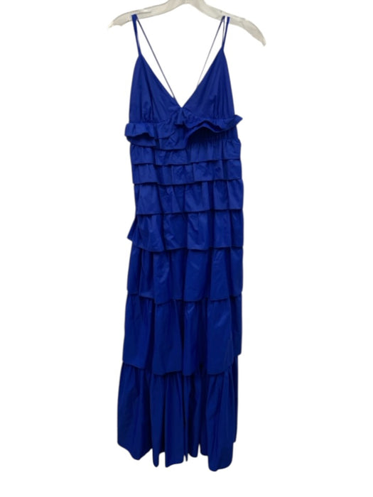 Staud Size XS Blue Nylon Sleeveless Tiered Tie Back Maxi Gown Blue / XS