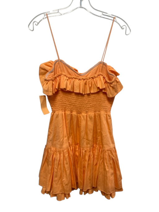 Love Shack Fancy Size XS Orange Cream Cotton Spaghetti Strap Ruffles Mini Dress Orange Cream / XS