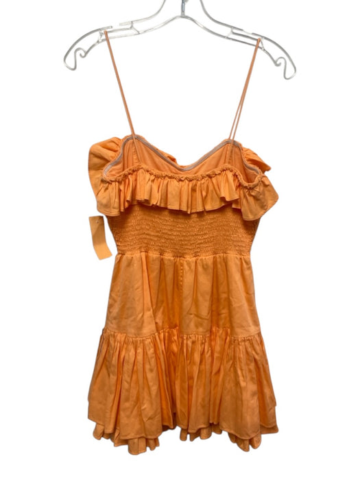 Love Shack Fancy Size XS Orange Cream Cotton Spaghetti Strap Ruffles Mini Dress Orange Cream / XS