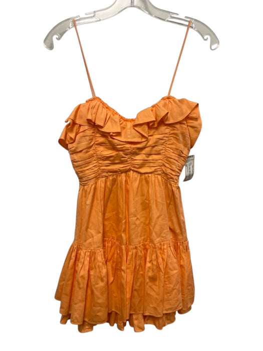 Love Shack Fancy Size XS Orange Cream Cotton Spaghetti Strap Ruffles Mini Dress Orange Cream / XS