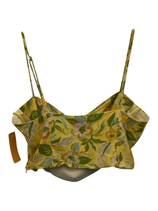 Zara Size M/S Yellow, Green, Multi Viscose & Linen Buttons Midi Skirt Set Yellow, Green, Multi / M/S