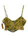Zara Size M/S Yellow, Green, Multi Viscose & Linen Buttons Midi Skirt Set Yellow, Green, Multi / M/S