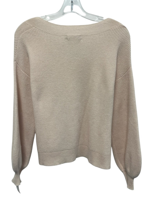 Brodie Size S Light Pink Cashmere V Neck Rib Knit Long Sleeve Sweater Light Pink / S