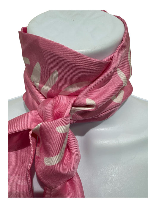 Burberry Pink & White Silk Thin Words Long Twilly scarf Pink & White / Small
