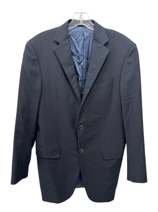 Hickey Freeman AS IS Navy Blue Solid 2 Button Men's Blazer Navy Blue / Est XL