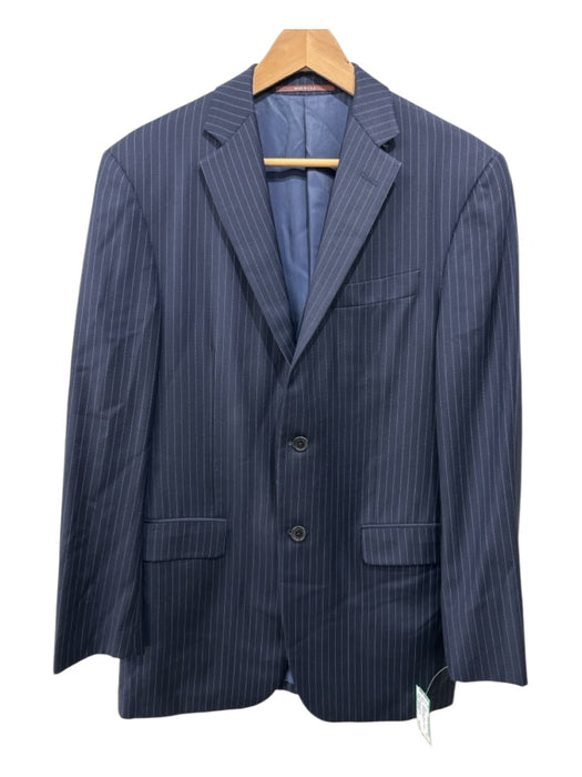 Hickey Freeman Blue & White Striped 2 Button Men's Suit Blue & White / Est 42