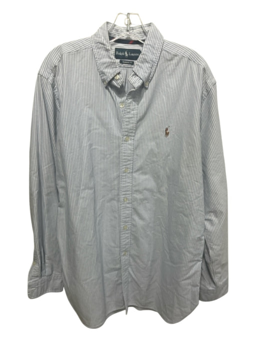 Polo Ralph Lauren Size L Blue & White Cotton Striped Men's Long Sleeve Shirt Blue & White / L