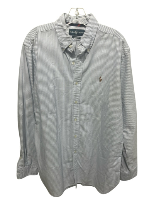 Polo Ralph Lauren Size L Blue & White Cotton Striped Men's Long Sleeve Shirt Blue & White / L