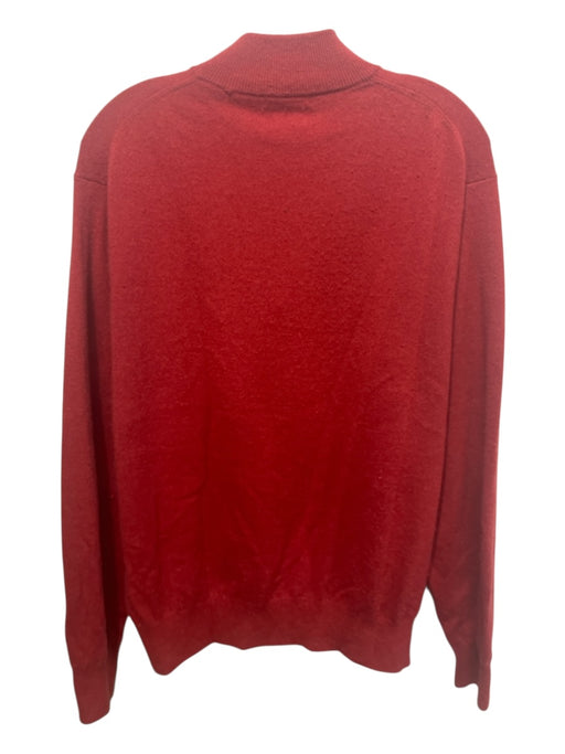 Peter Millar Size L Red Cashmere Quarter Zip Men's Sweater Red / L