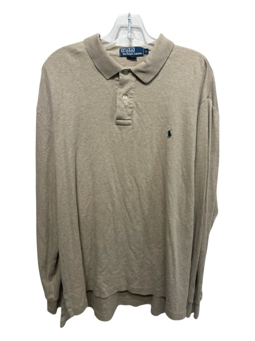 Polo Ralph Lauren Size L Beige Cotton Quarter Button Men's Long Sleeve Shirt Beige / L