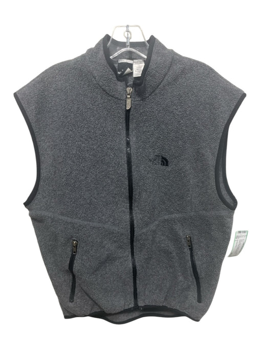 The North Face Size L Gray & Black Polyester Zip Up Zip Pockets Fleece Vest Gray & Black / L