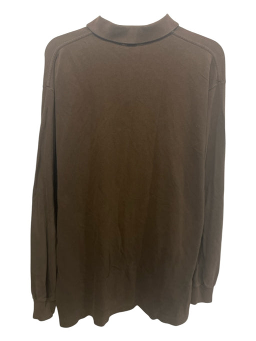 Polo Ralph Lauren Size L Brown Cotton Quarter Button Men's Long Sleeve Shirt Brown / L