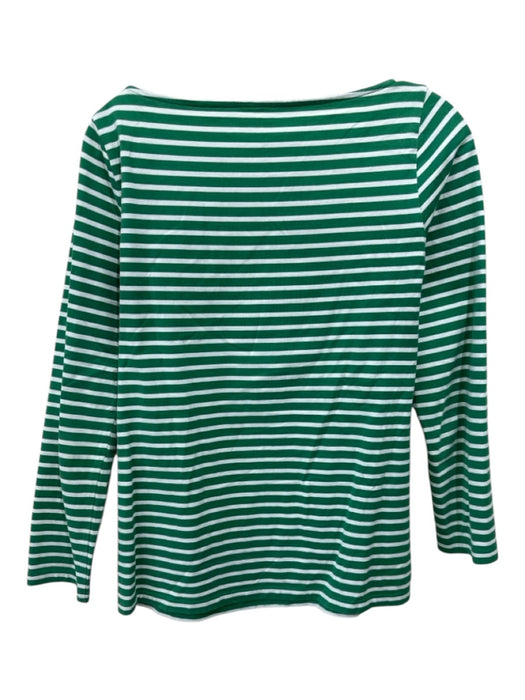 Ann Mashburn Size M Green & White Cotton Stripe Long Sleeve Top Green & White / M