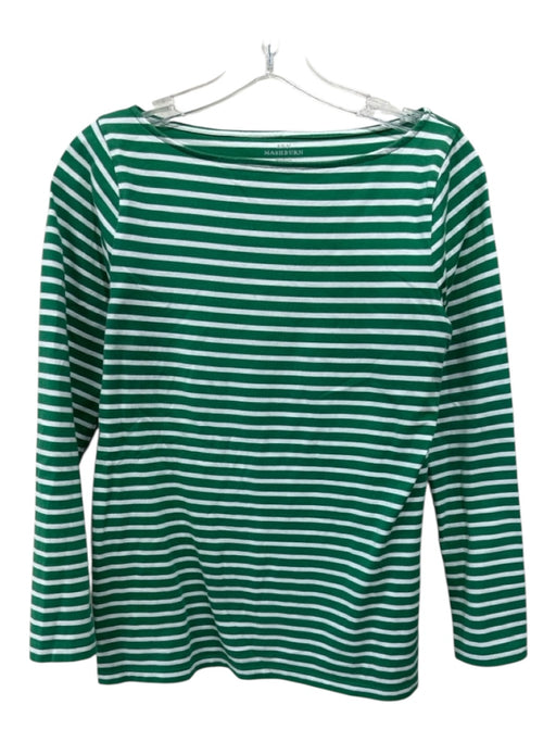 Ann Mashburn Size M Green & White Cotton Stripe Long Sleeve Top Green & White / M