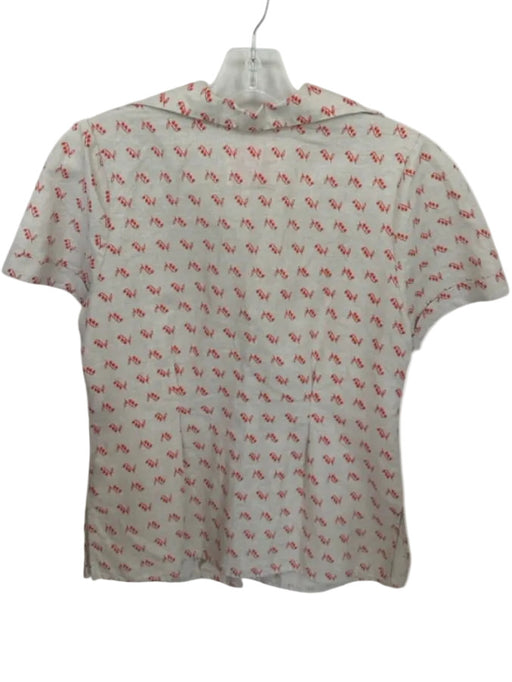 Tuesday of California Size XS Tan & Red Linen & Cotton Short Sleeve Lillies Top Tan & Red / XS