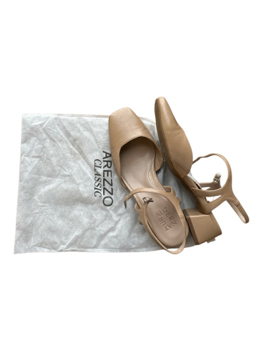 naturalizer Shoe Size est 9 Tan Leather Ankle Strap Square Toe Block Heel Pumps Tan / est 9