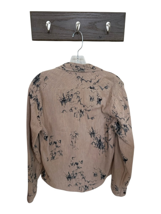 Billy Reid Size M Tan & blue Cotton Blend Button Down Lightning Bolt Top Tan & blue / M