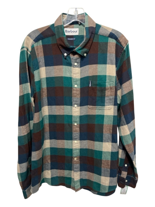 Barbour Size M Green & Multi Cotton Plaid Button Down Men's Long Sleeve Shirt Green & Multi / M