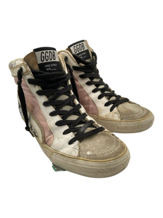 Golden Goose Shoe Size 36 White, Pink & Black Leather round toe Glitter Sneakers White, Pink & Black / 36