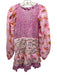Love Shack Fancy Size 2 Pink & Multi Cotton V Neck Floral Long Sleeve Dress Pink & Multi / 2