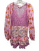 Love Shack Fancy Size 2 Pink & Multi Cotton V Neck Floral Long Sleeve Dress Pink & Multi / 2