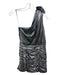 Retrofete Size S Silver Polyester One Shoulder Cutout Sleeve Application Dress Silver / S
