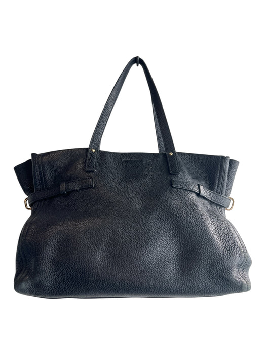 Salvatore Ferragamo Black Pebbled Leather Calfskin Goldtone Hardware Gancini Bag Black