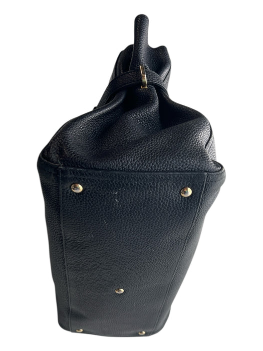 Salvatore Ferragamo Black Pebbled Leather Calfskin Goldtone Hardware Gancini Bag Black