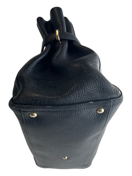 Salvatore Ferragamo Black Pebbled Leather Calfskin Goldtone Hardware Gancini Bag Black