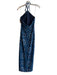 Ramy Brook Size Small Blue Viscose Halter Star Burst Side Zip Maxi Dress Blue / Small