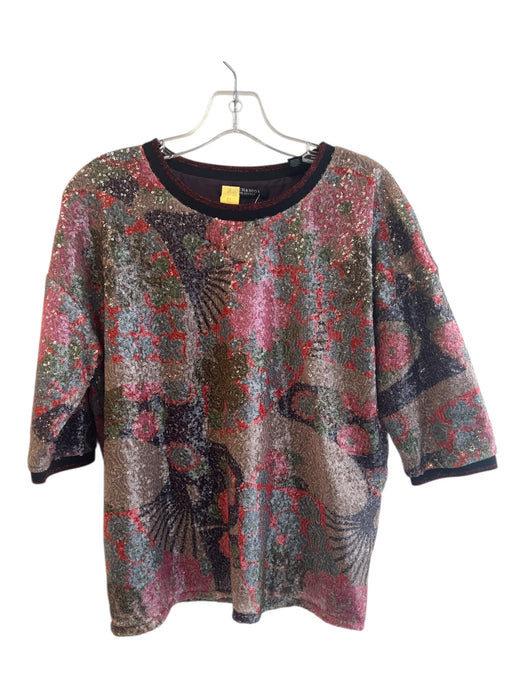 Scotch & Soda Size 2 Multi Polyester Sequin Short Sleeve Lined Round Neck Top Multi / 2