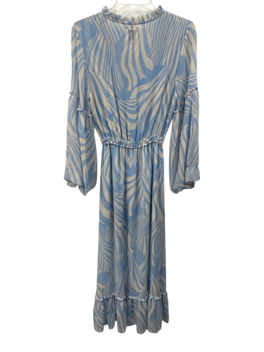 Misa Size S Blue & White Polyester Printed Maxi keyhole front Dress Blue & White / S