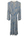 Misa Size S Blue & White Polyester Printed Maxi keyhole front Dress Blue & White / S