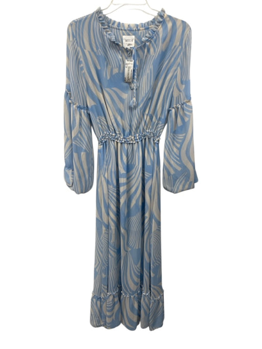 Misa Size S Blue & White Polyester Printed Maxi keyhole front Dress Blue & White / S