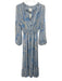 Misa Size S Blue & White Polyester Printed Maxi keyhole front Dress Blue & White / S