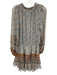 Misa Size M Cream & Multi Viscose Keyhole Front Floral Long Balloon Sleeve Dress Cream & Multi / M