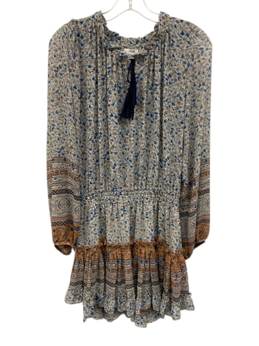Misa Size M Cream & Multi Viscose Keyhole Front Floral Long Balloon Sleeve Dress Cream & Multi / M