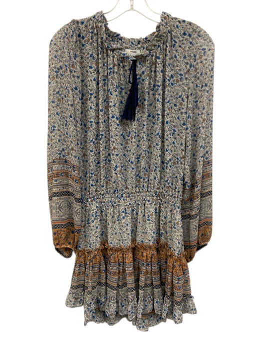 Misa Size M Cream & Multi Viscose Keyhole Front Floral Long Balloon Sleeve Dress Cream & Multi / M