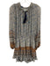 Misa Size M Cream & Multi Viscose Keyhole Front Floral Long Balloon Sleeve Dress Cream & Multi / M