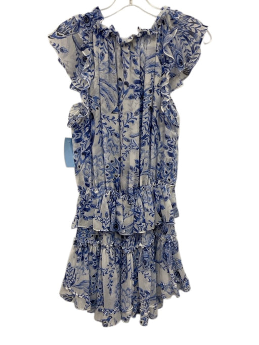 Misa Size M Blue & White Polyester Keyhole Front Printed Mini Skirt Dress Blue & White / M