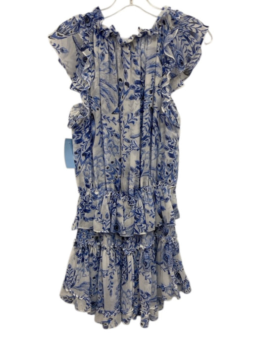 Misa Size M Blue & White Polyester Keyhole Front Printed Mini Skirt Dress Blue & White / M