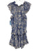 Misa Size M Blue & White Polyester Keyhole Front Printed Mini Skirt Dress Blue & White / M