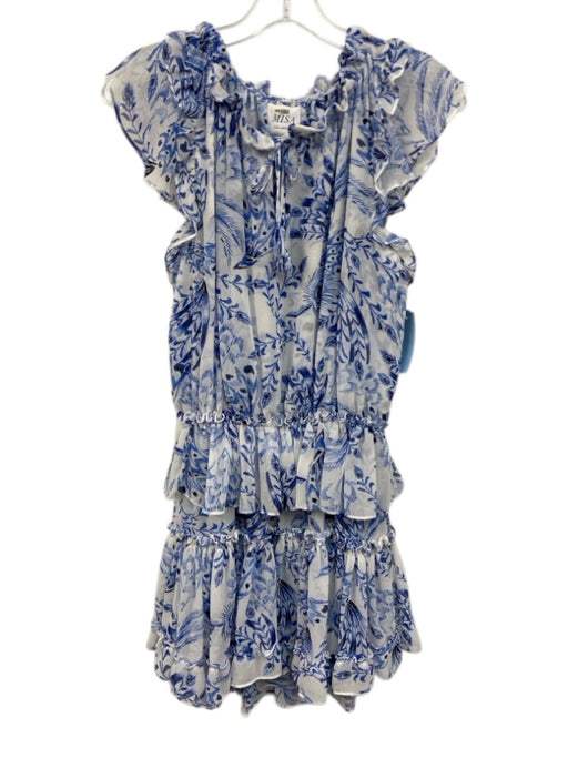 Misa Size M Blue & White Polyester Keyhole Front Printed Mini Skirt Dress Blue & White / M