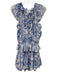 Misa Size M Blue & White Polyester Keyhole Front Printed Mini Skirt Dress Blue & White / M