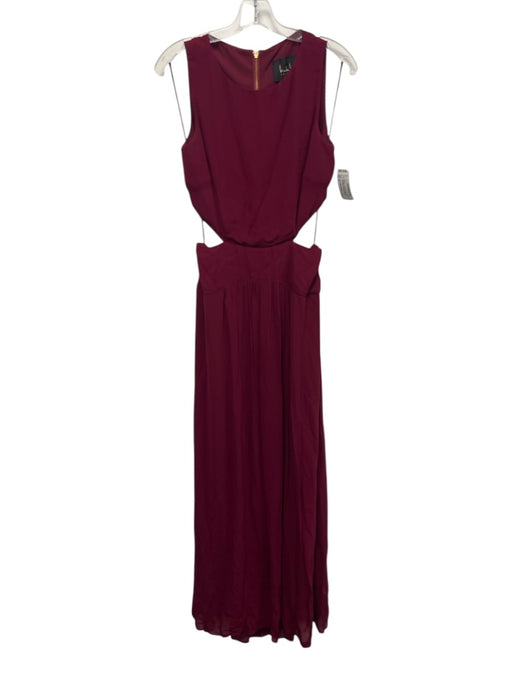 Nicole Miller Collection Size 8 Burgundy Viscose Zip Back Cut Out Back Maxi Gown Burgundy / 8