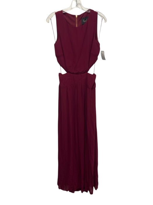 Nicole Miller Collection Size 8 Burgundy Viscose Zip Back Cut Out Back Maxi Gown Burgundy / 8