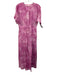 Loveshackfancy Size M Pink Cotton Lace Detail Tie Dye Button Front Pleats Dress Pink / M