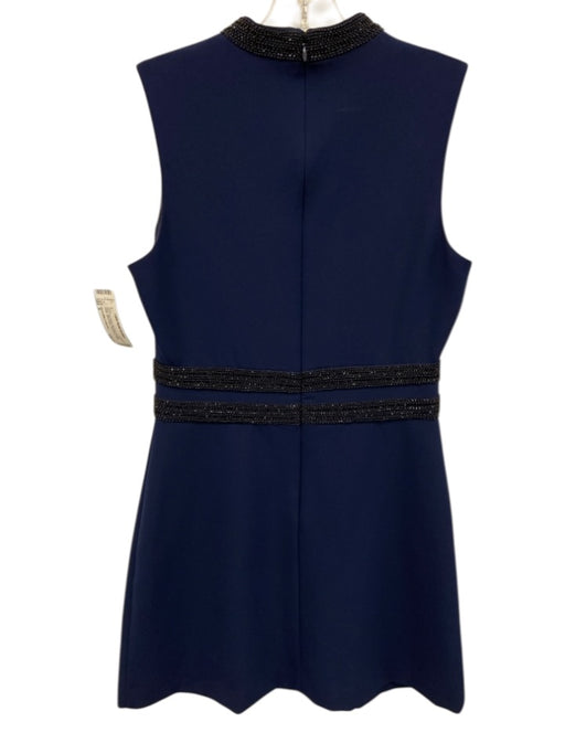 Nicole Miller Collection Size 8 Navy Poly Blend Zip Back Beaded Detail Dress Navy / 8