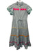 Celia B Size M Blue & Multi Cotton Blend Button Front Ruffle Short Sleeve Dress Blue & Multi / M